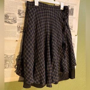 Navy Blue and Brown Plaid Skirt